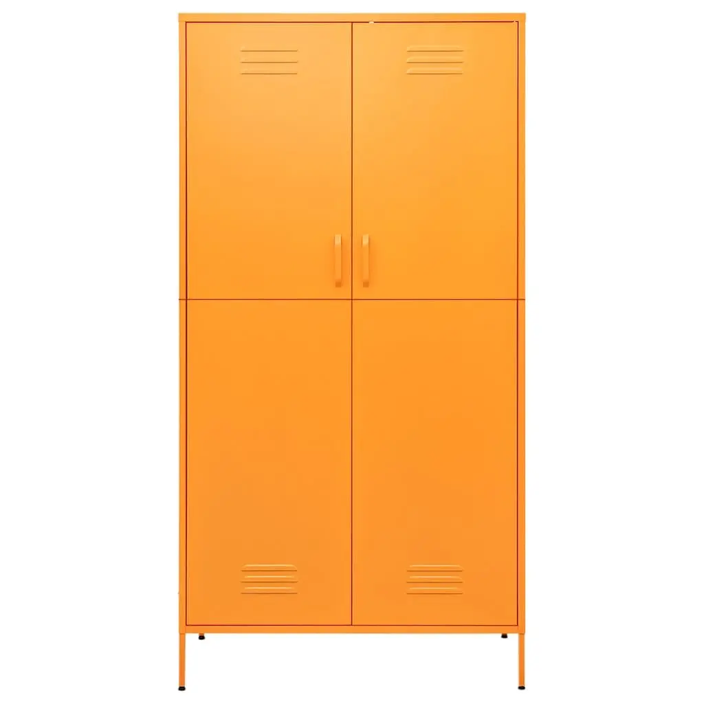 Steel Wardrobe Cabinet Yellow 90x50x180cm with Adjustable Shelves and Hanging Rod