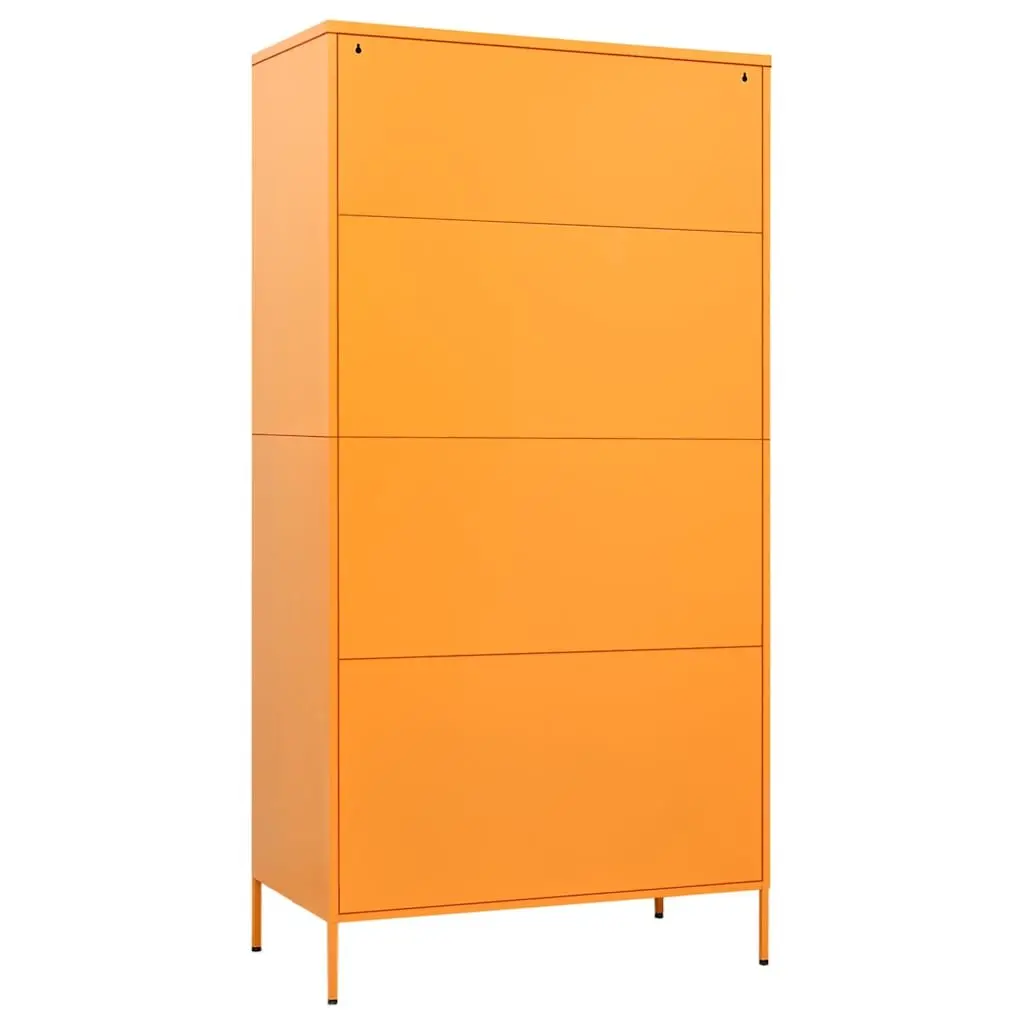Steel Wardrobe Cabinet Yellow 90x50x180cm with Adjustable Shelves and Hanging Rod