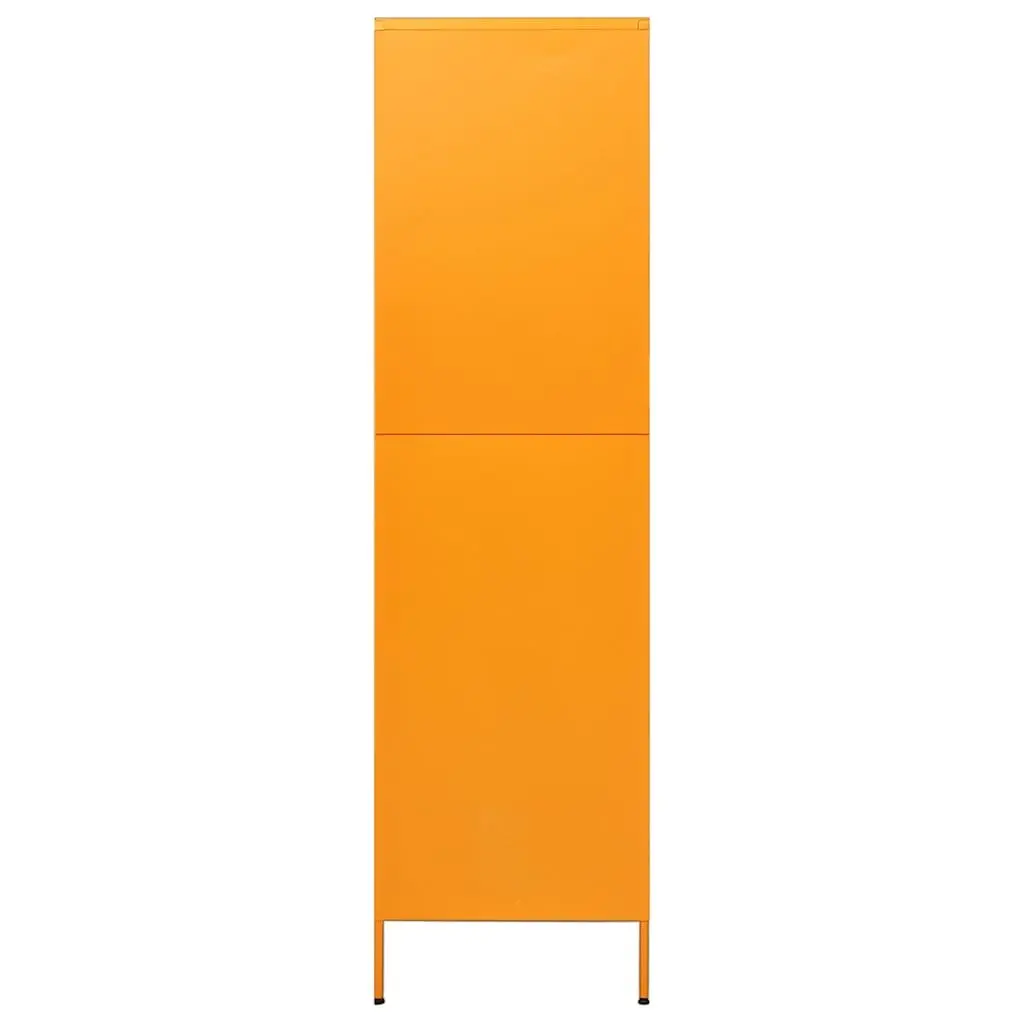 Steel Wardrobe Cabinet Yellow 90x50x180cm with Adjustable Shelves and Hanging Rod