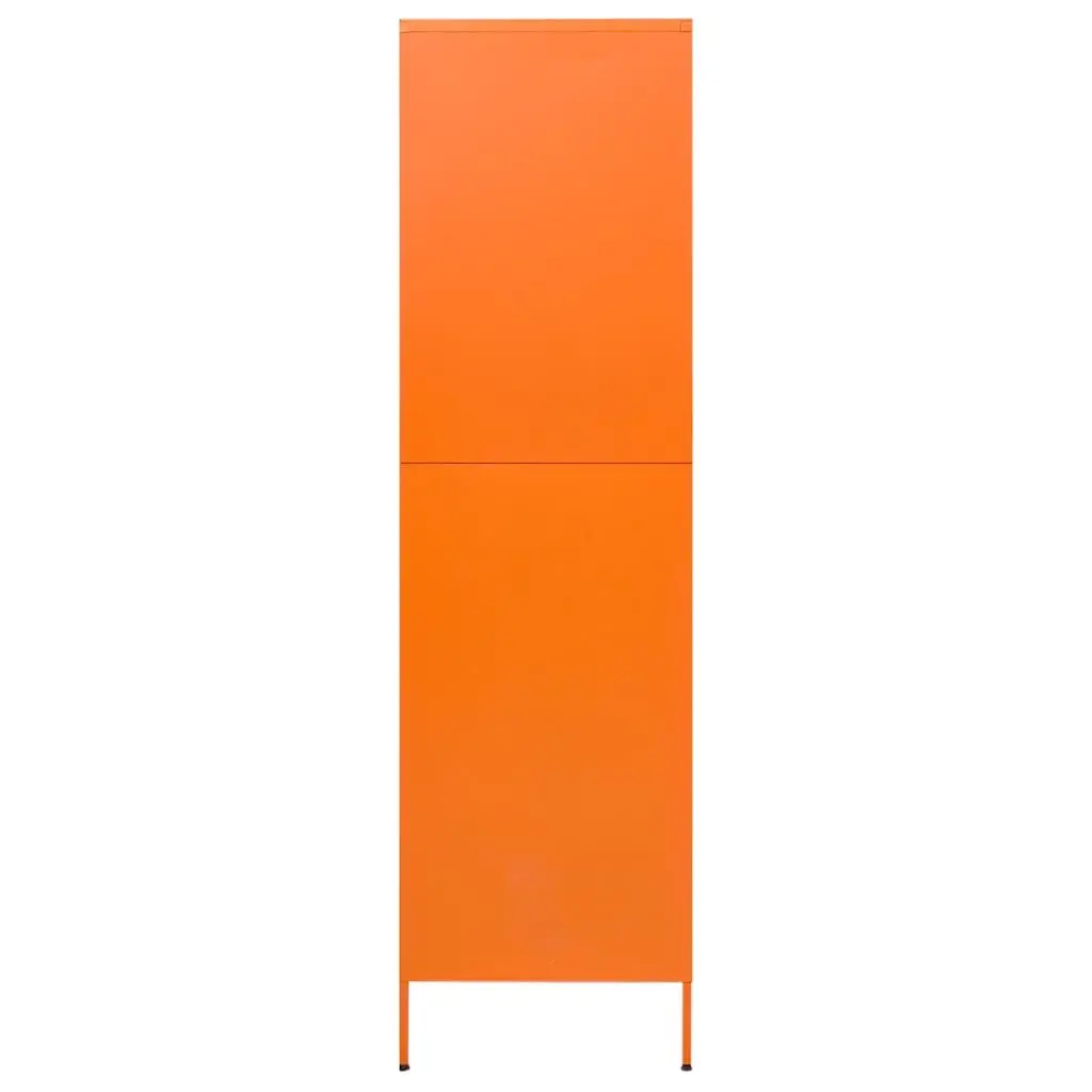 Steel Wardrobe Cabinet 90W x 50D x 180H cm Orange with Hanging Rod and Adjustable Shelves