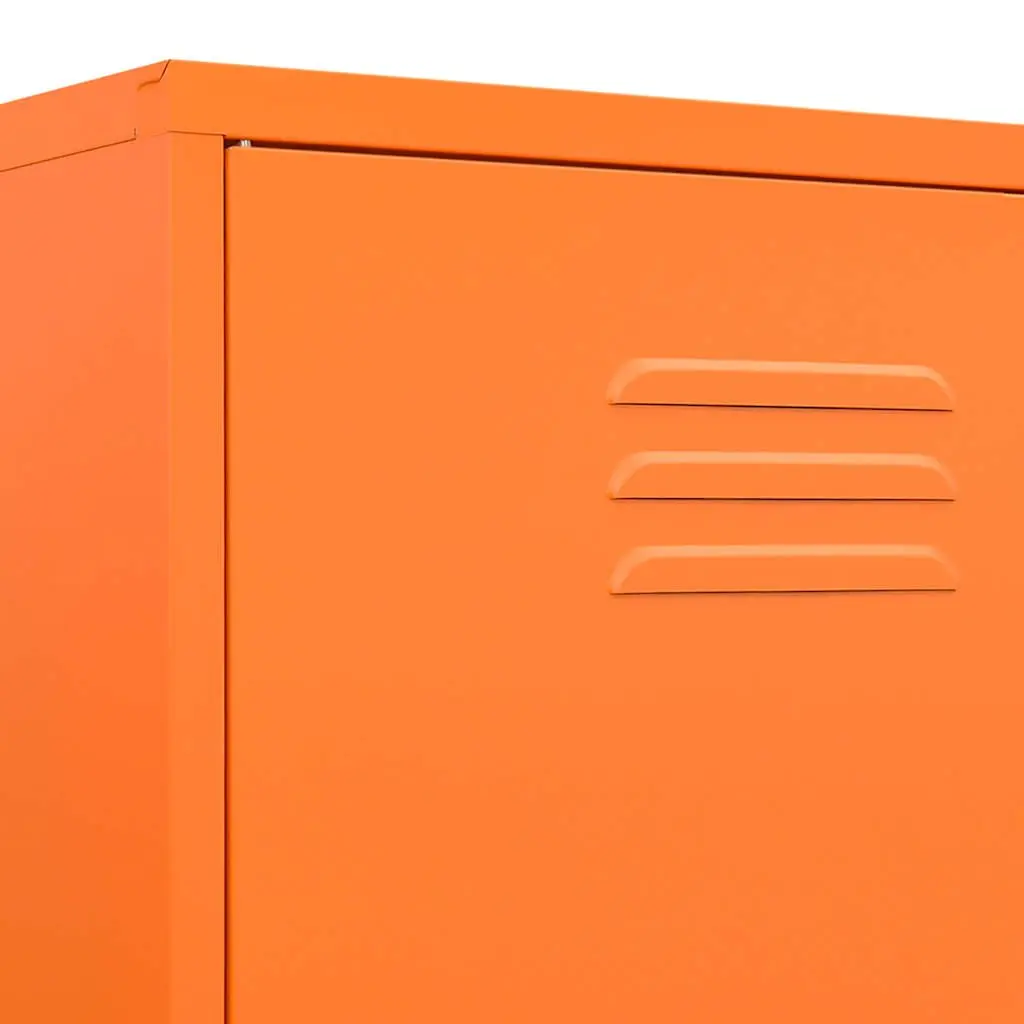 Steel Wardrobe Cabinet 90W x 50D x 180H cm Orange with Hanging Rod and Adjustable Shelves