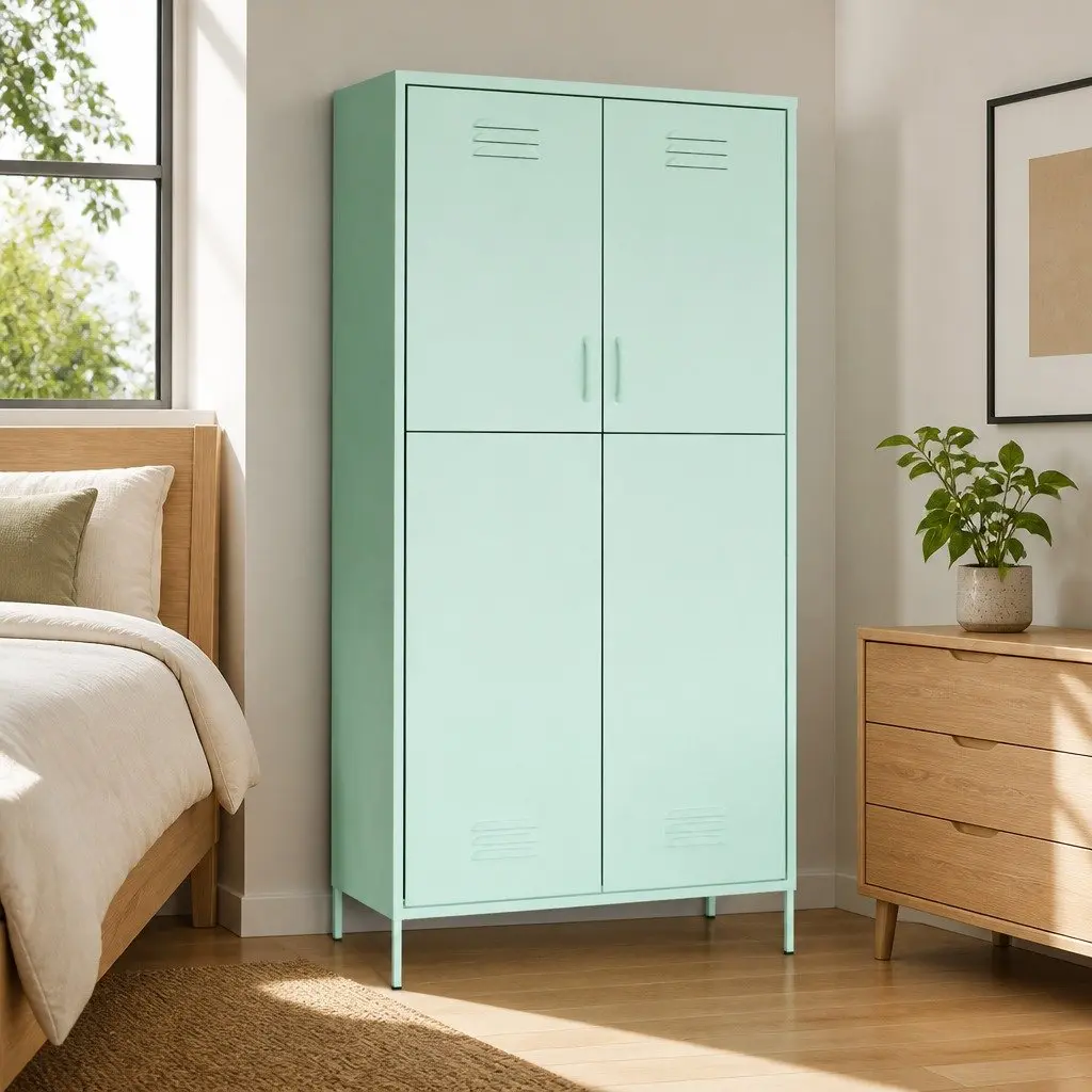 Green Steel Wardrobe Cabinet 90x50x180cm