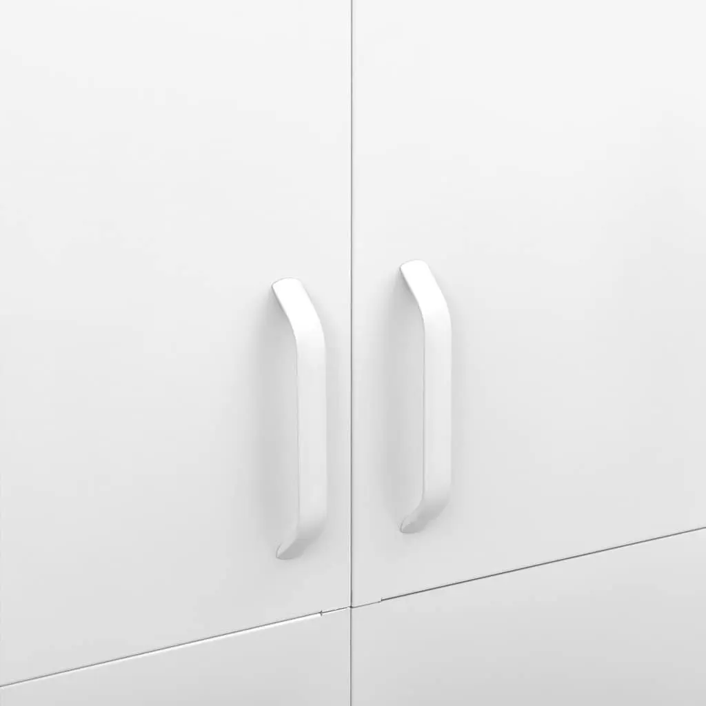 White Steel Wardrobe with 4 Shelves and Hanging Rod