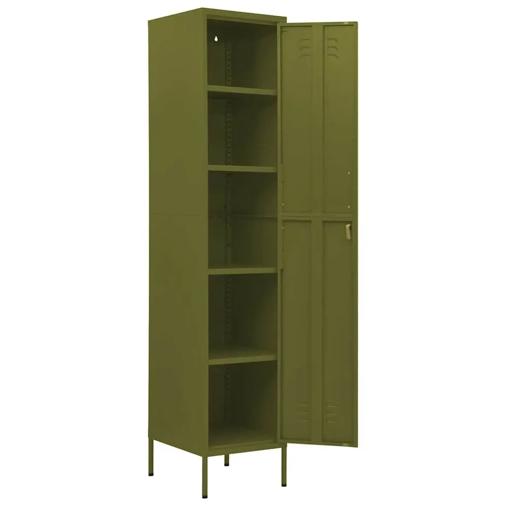 Locker Cabinet Steel 4 Adjustable Shelves Green