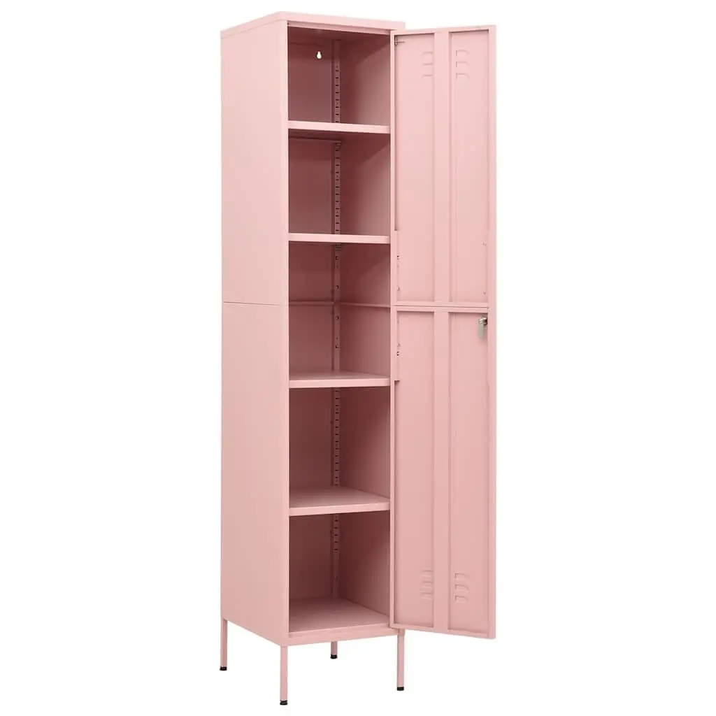 Storage Locker Cabinet Steel 4 Adjustable Shelves Pink