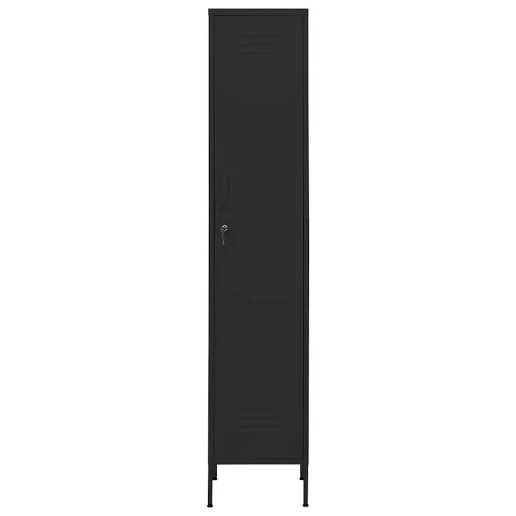 Steel Locker Cabinet Black 4 Adjustable Shelves