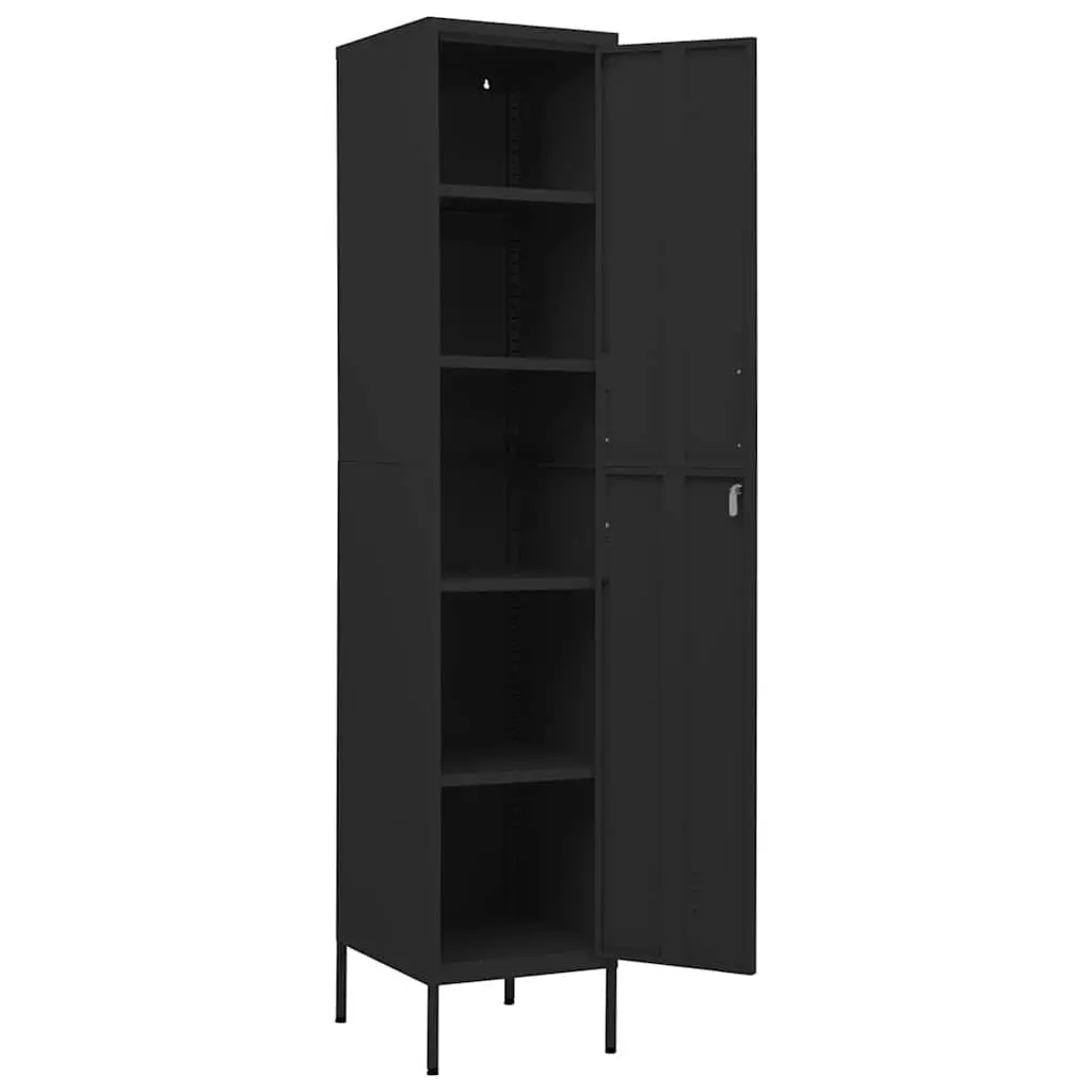 Steel Locker Cabinet Black 4 Adjustable Shelves