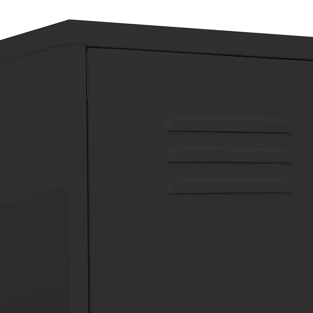 Steel Locker Cabinet Black 4 Adjustable Shelves