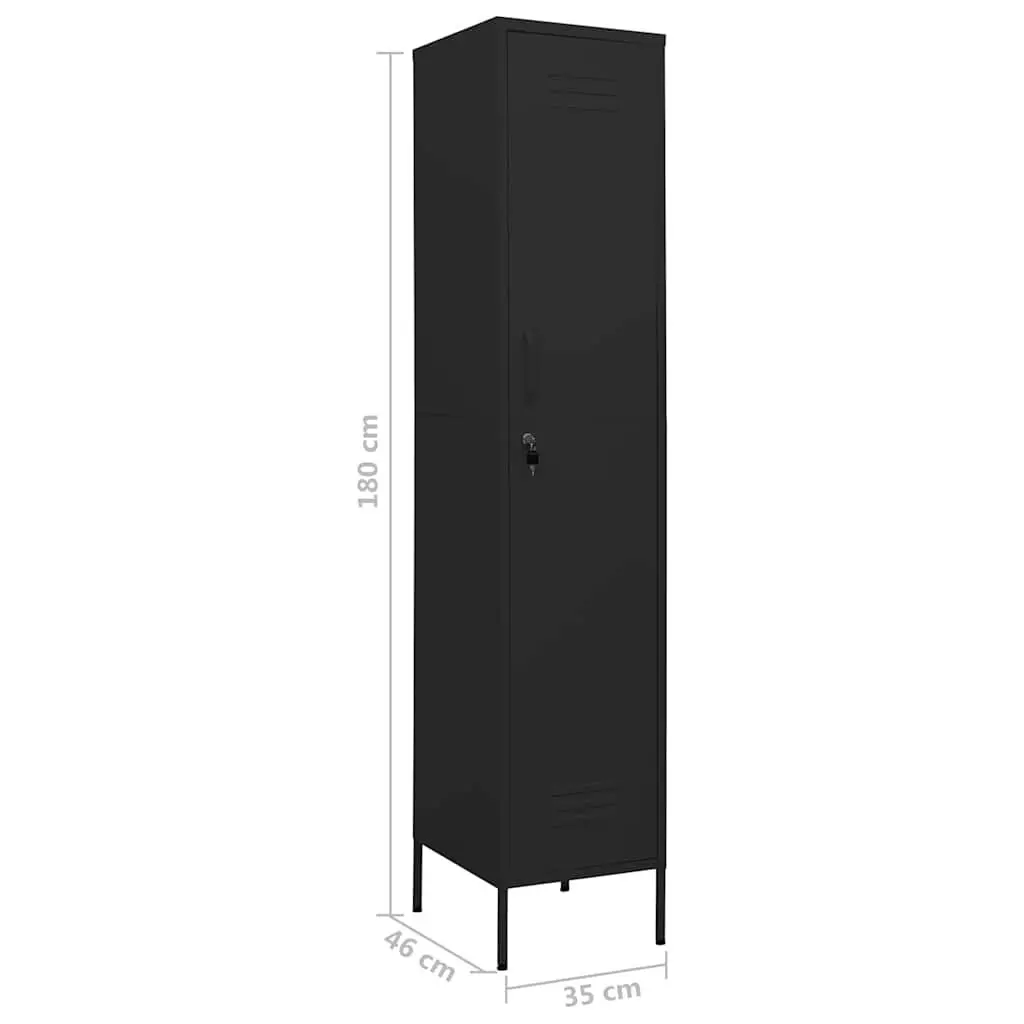 Steel Locker Cabinet Black 4 Adjustable Shelves