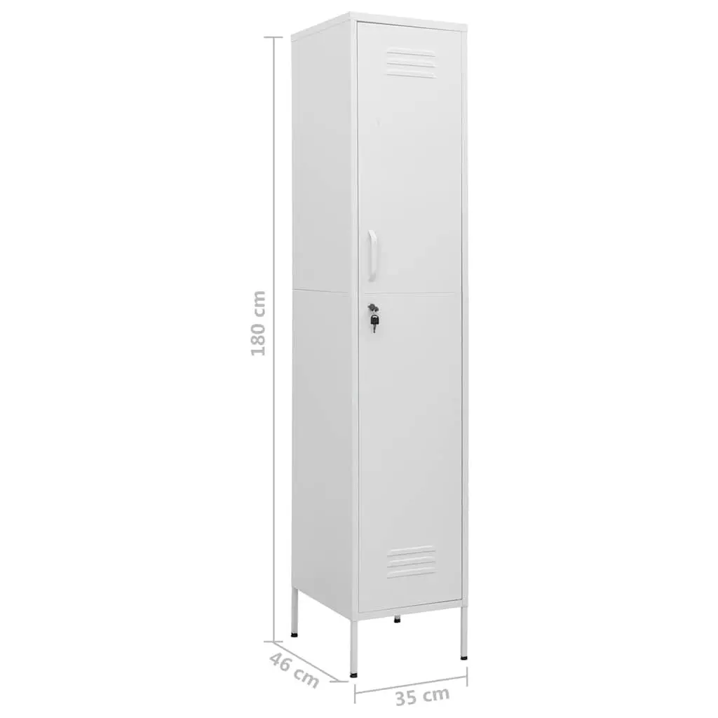 Locker Storage Cabinet Steel White 4 Adjustable Shelves with Locks for Office