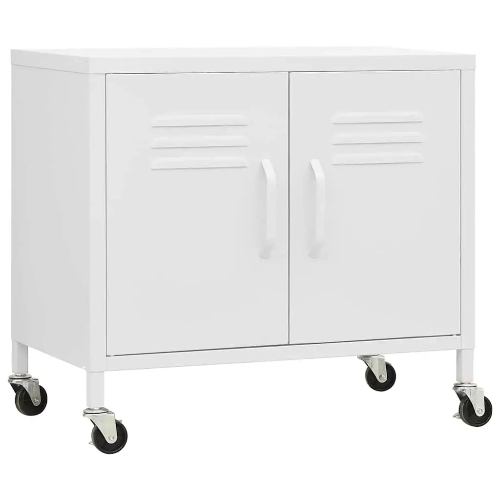 White Steel Storage Cabinet with Adjustable Shelf