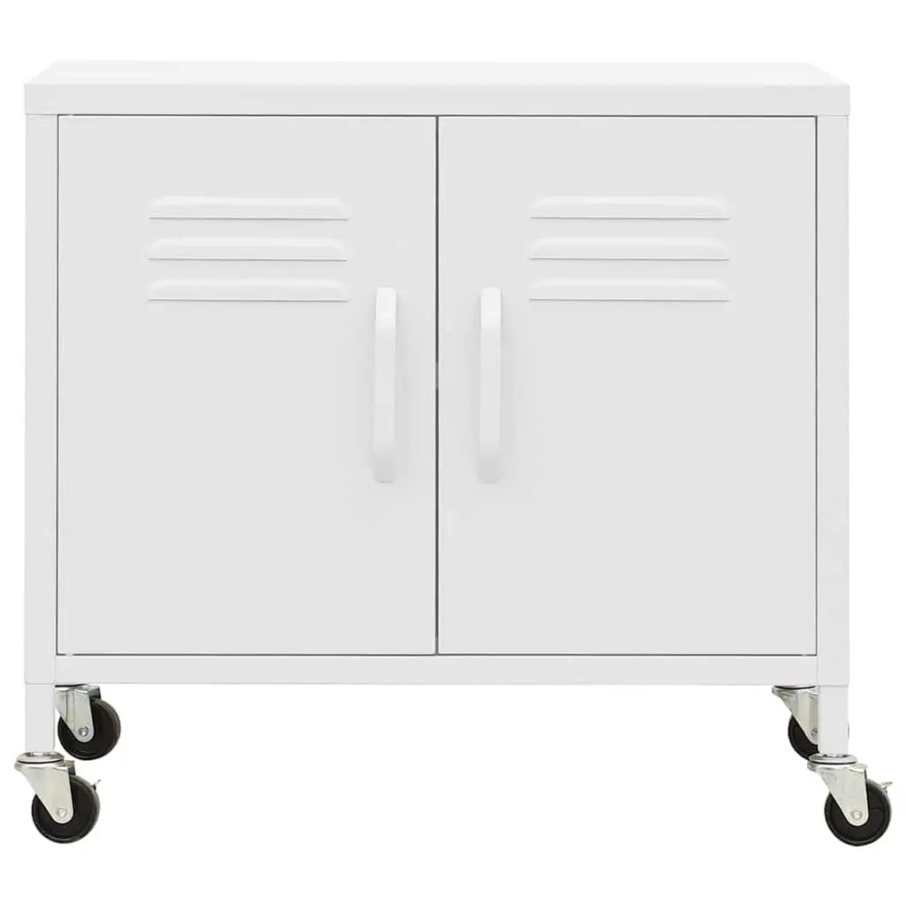 White Steel Storage Cabinet with Adjustable Shelf