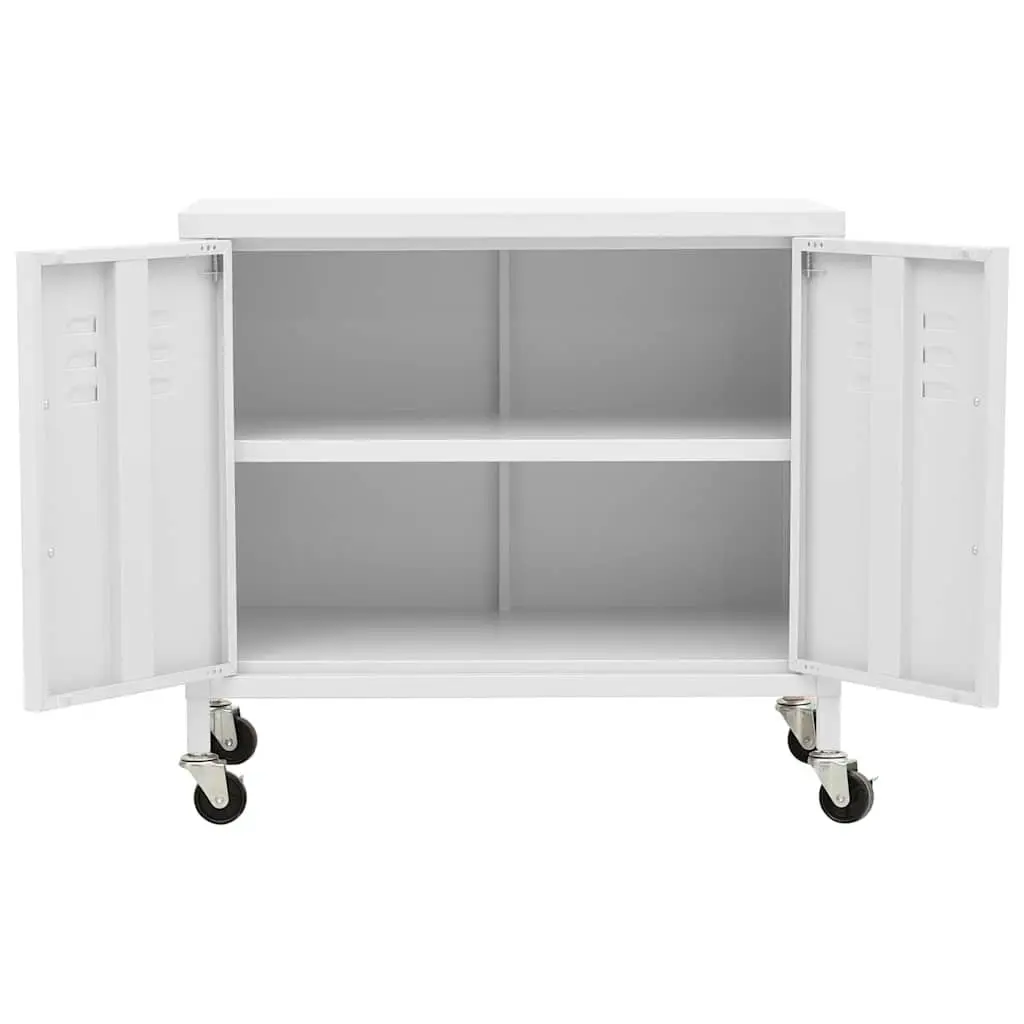 White Steel Storage Cabinet with Adjustable Shelf