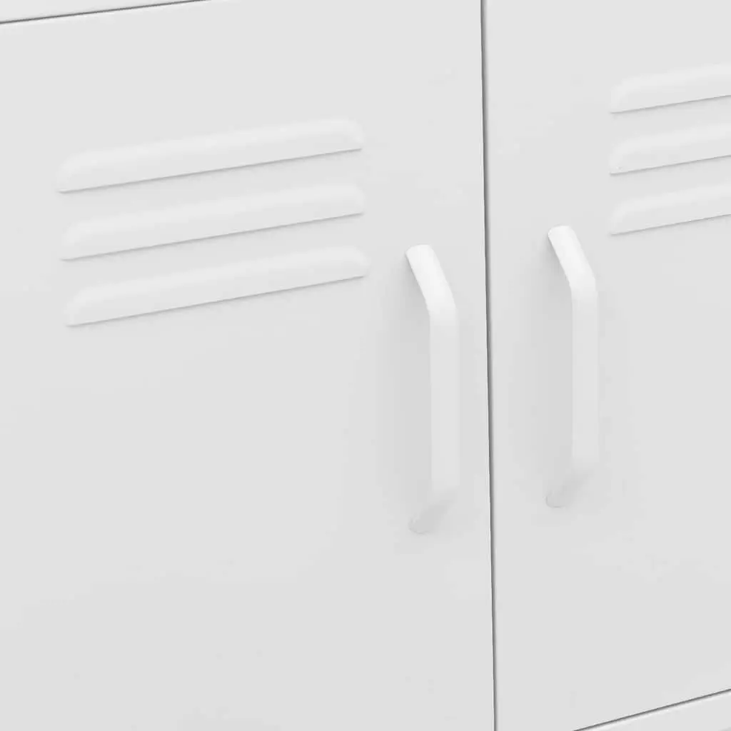 White Steel Storage Cabinet with Adjustable Shelf