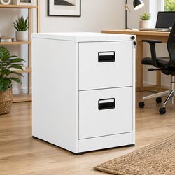 Filing Cabinet 2 Drawer Steel White Office Storage 46x62x72.5cm