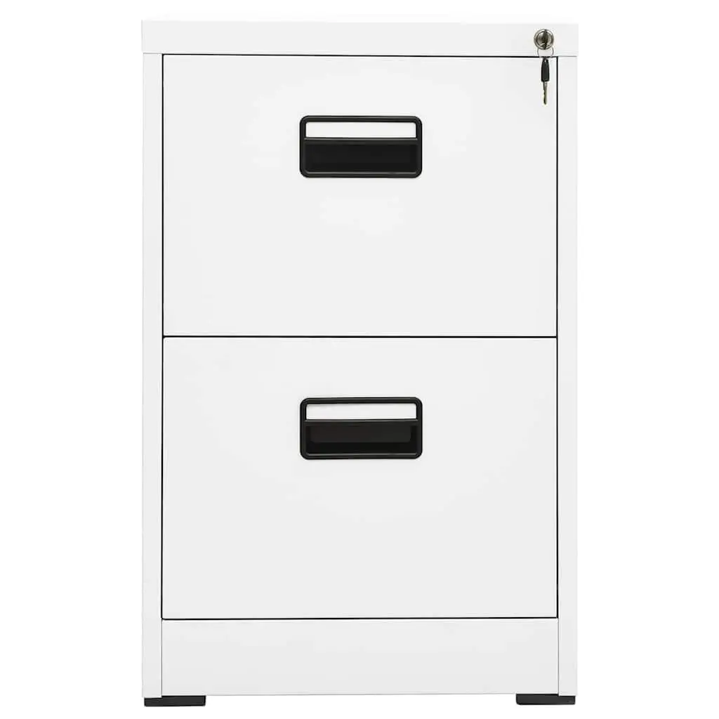 Filing Cabinet 2 Drawer Steel White Office Storage 46x62x72.5cm