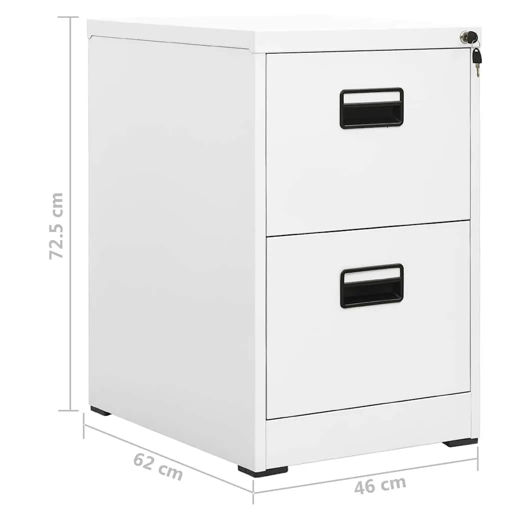 Filing Cabinet 2 Drawer Steel White Office Storage 46x62x72.5cm