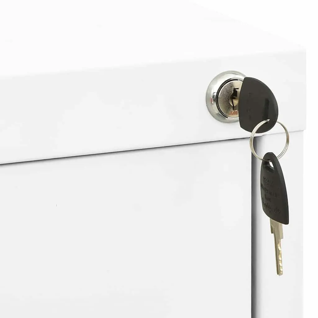 Filing Cabinet 2 Drawer Steel White Office Storage 46x62x72.5cm