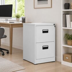 Filing Cabinet Light Grey 2 Drawer Steel Storage Organizer Office Furniture
