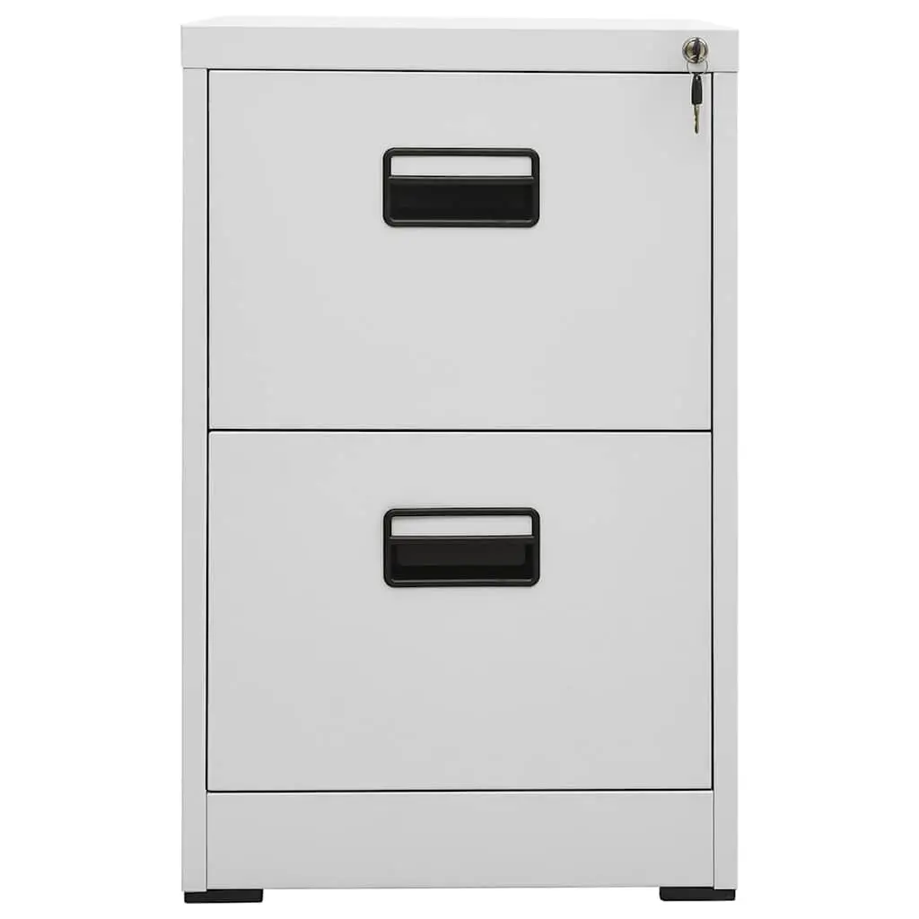 Steel Filing Cabinet 2 Drawer Light Grey Durable Storage Organizer Office