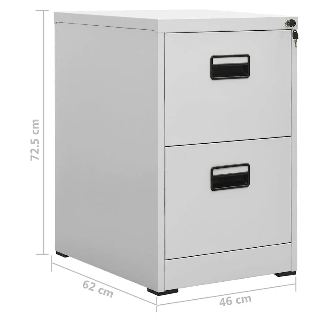 Steel Filing Cabinet 2 Drawer Light Grey Durable Storage Organizer Office