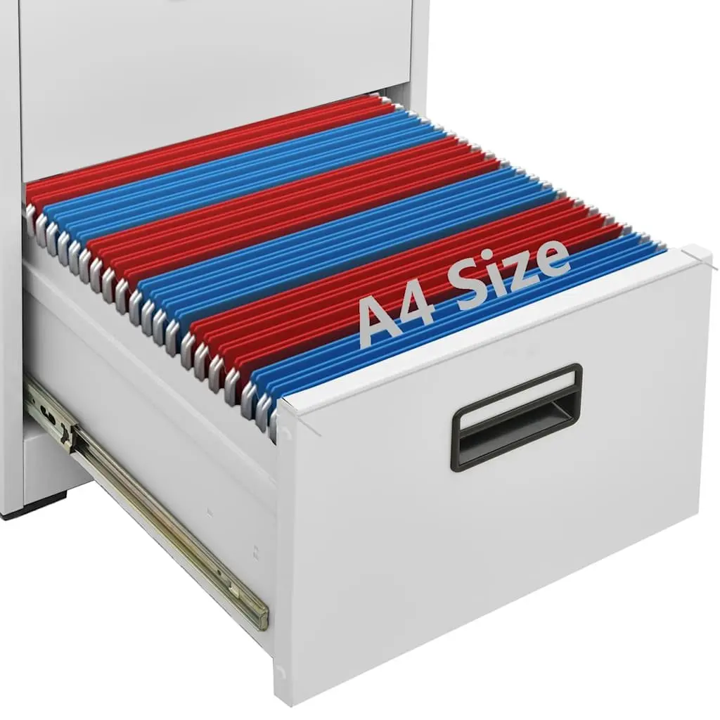 Steel Filing Cabinet 2 Drawer Light Grey Durable Storage Organizer Office