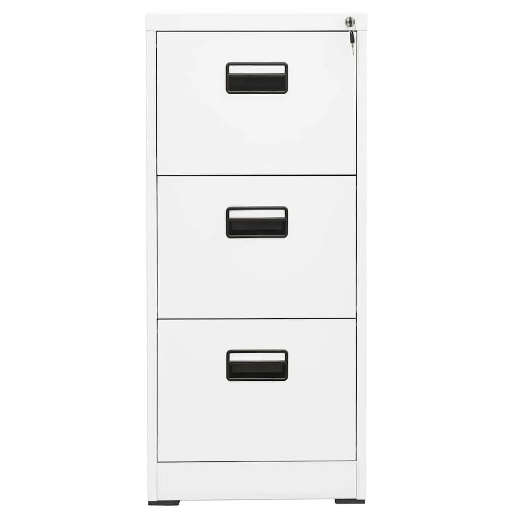 Filing Cabinet Steel 2 Drawer White Office Storage Lockable File Cabinet