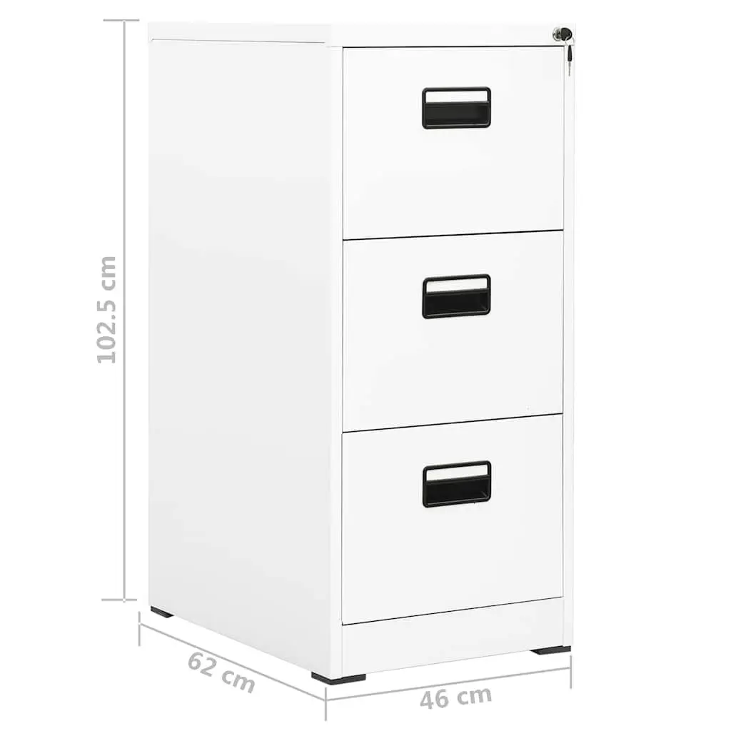 Filing Cabinet Steel 2 Drawer White Office Storage Lockable File Cabinet