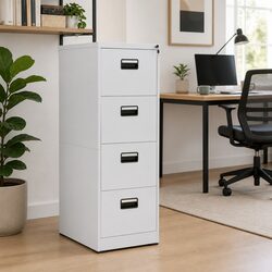 Durable 4 Drawer Filing Cabinet in Steel Grey