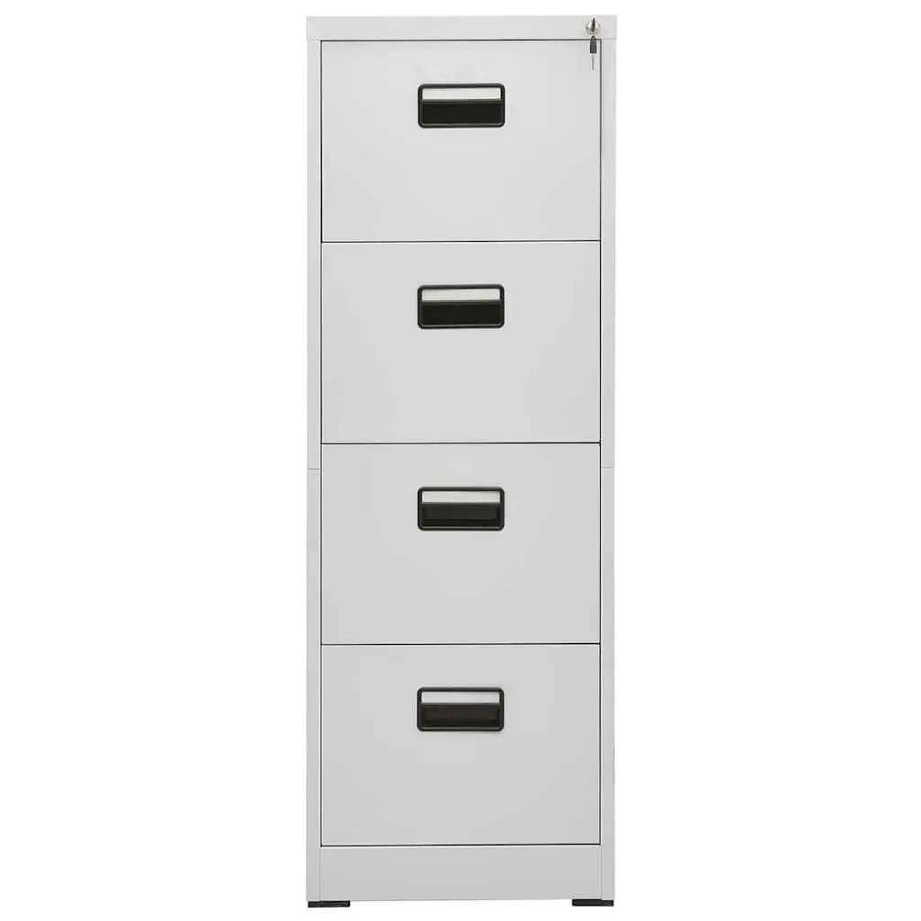 Filing Cabinet Steel 2 Drawer Light Grey Office Storage Lockable File Cabinet