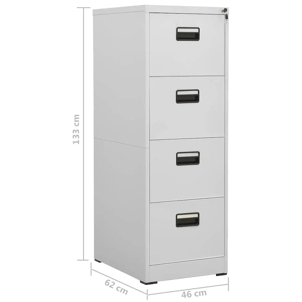 Filing Cabinet Steel 2 Drawer Light Grey Office Storage Lockable File Cabinet