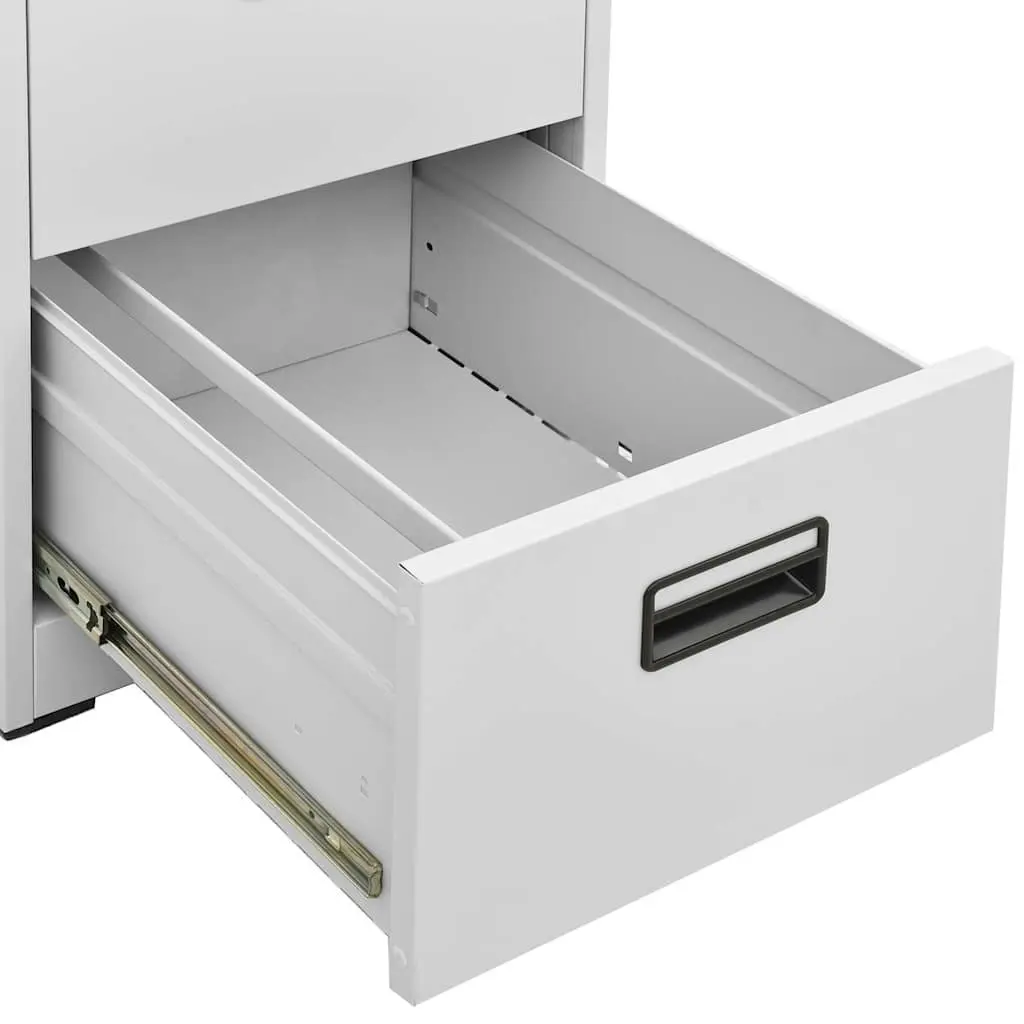 Filing Cabinet Steel 2 Drawer Light Grey Office Storage Lockable File Cabinet