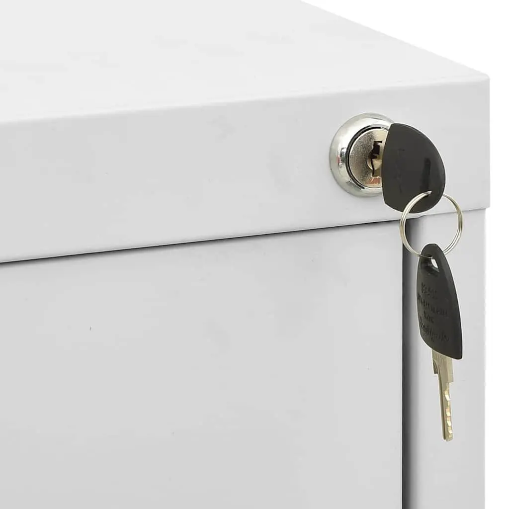 Filing Cabinet Steel 2 Drawer Light Grey Office Storage Lockable File Cabinet