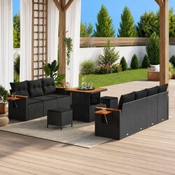 Stylish 10-Piece Modular Garden Sofa Set in Black