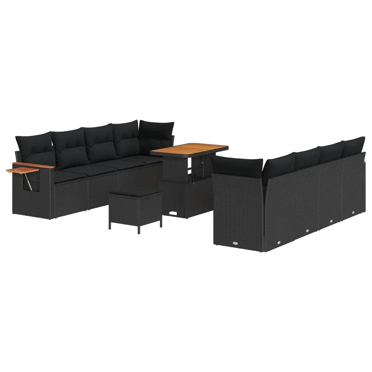 11 Piece Modular Black Garden Sofa Set