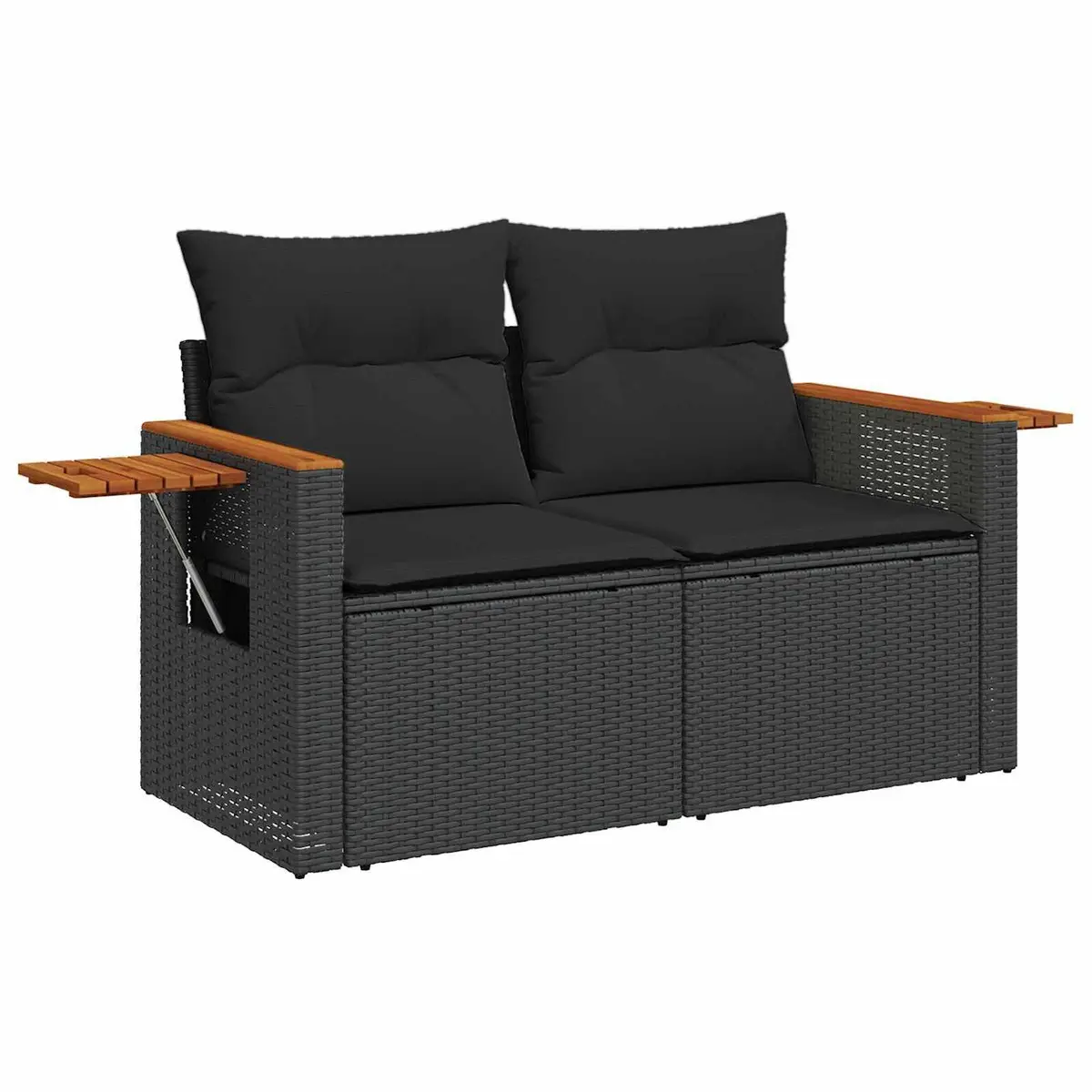 8-Piece Black Poly Rattan Outdoor Sofa Set for Patios