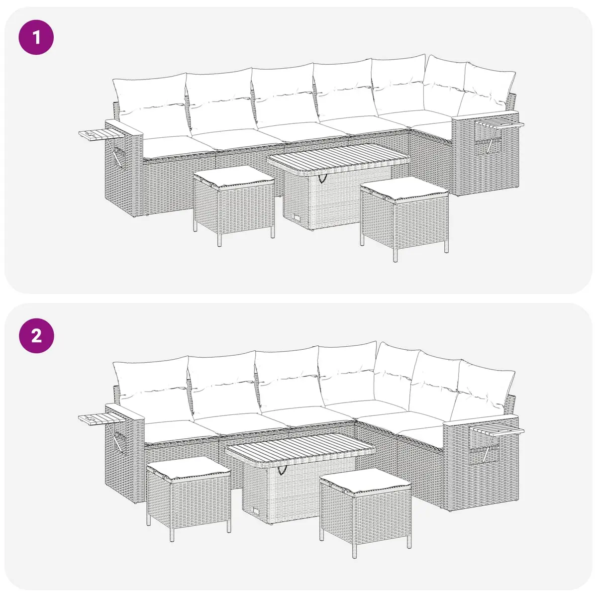 Garden Sofa Set Poly Rattan 9 Pieces Adjustable Black