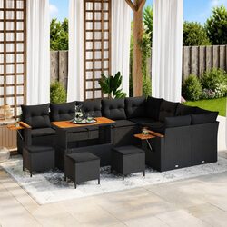 Premium Black 13-Piece Garden Sofa Set for Outdoor Use