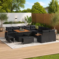 Premium Modular Outdoor Sofa Set 13 Pieces Black