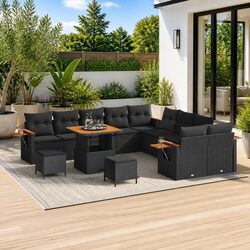 Sturdy Black Modular Garden Sofa Set - 13 Pieces