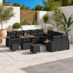 Outdoor Garden Sofa Set 13 Piece Modular Seating Black Poly Rattan Patio