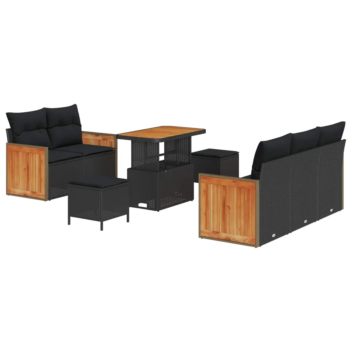 Garden Sofa Set Poly Rattan 8 Seater Outdoor Lounge Black