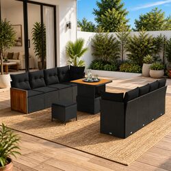 Premium 11-Piece Outdoor Lounge Sofa Set in Black