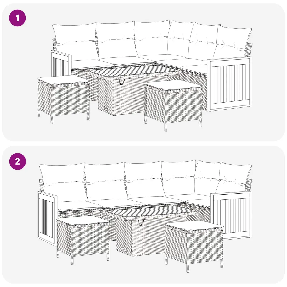 Outdoor Sofa Set 8 Pieces Black Poly Rattan