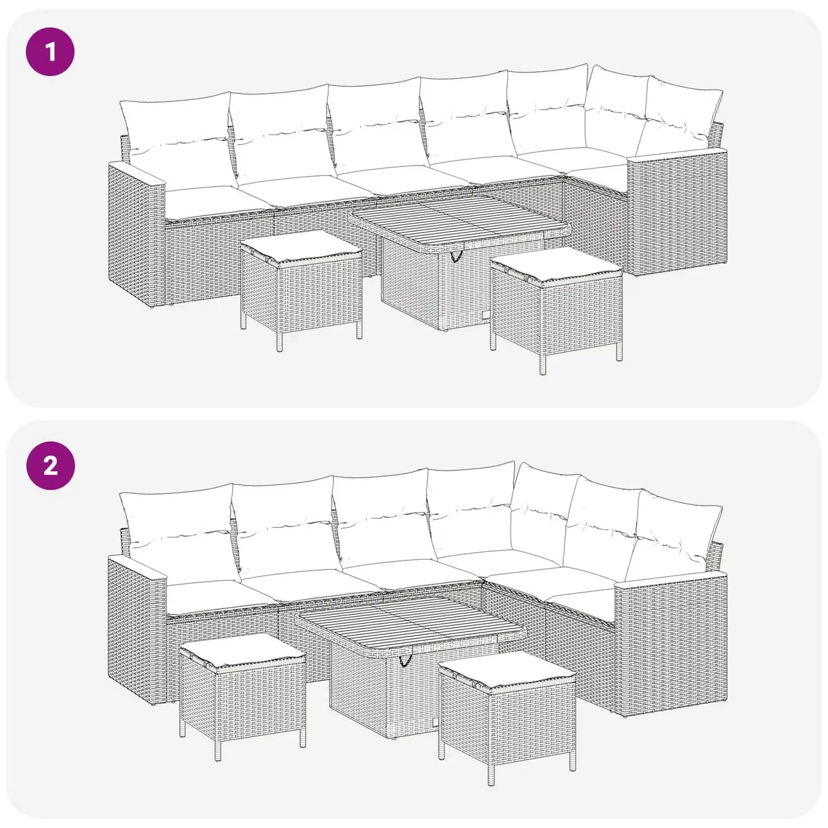 Garden Sofa Set Poly Rattan Steel Frame 9 Piece Black