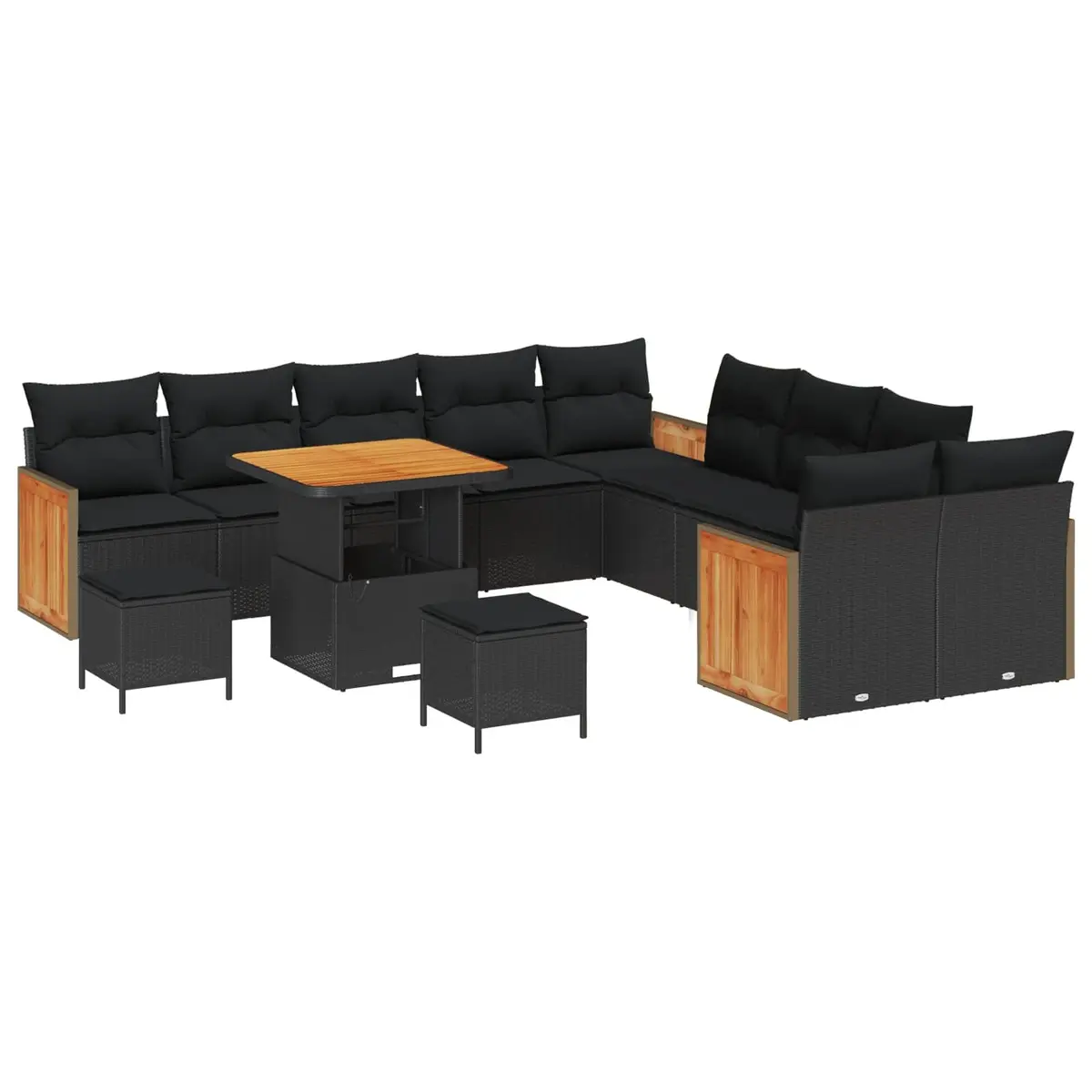 13-Piece Black Outdoor Garden Sofa Set