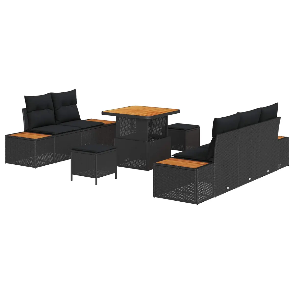 8-Piece Outdoor Modular Sofa Set with Black Poly Rattan