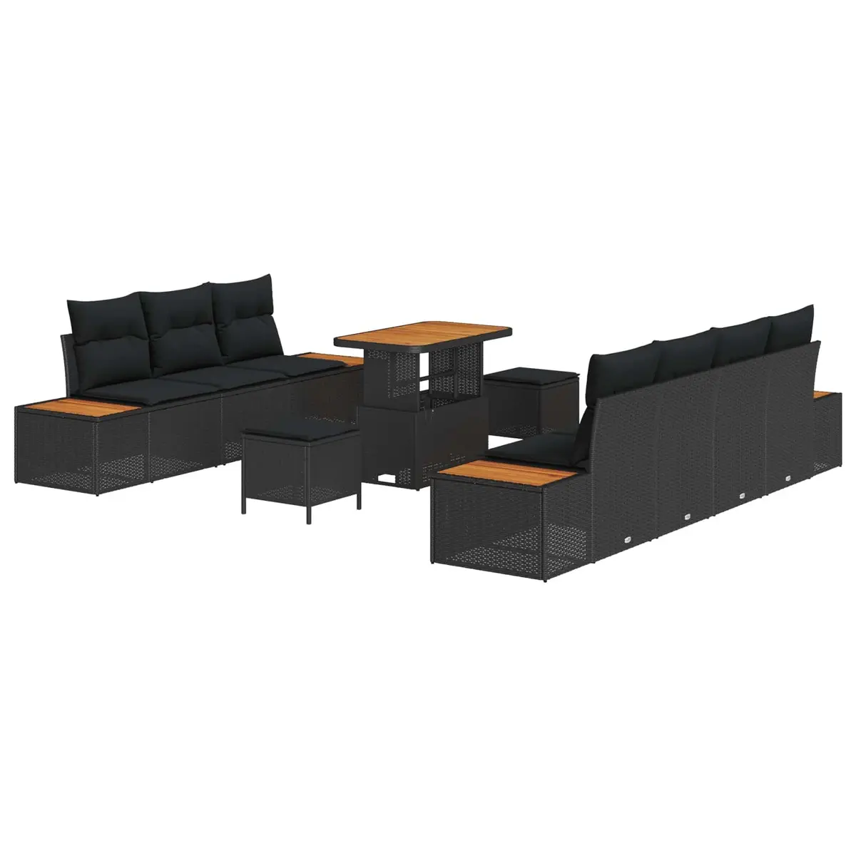 10 Piece Modular Patio Sofa Set with Cushions