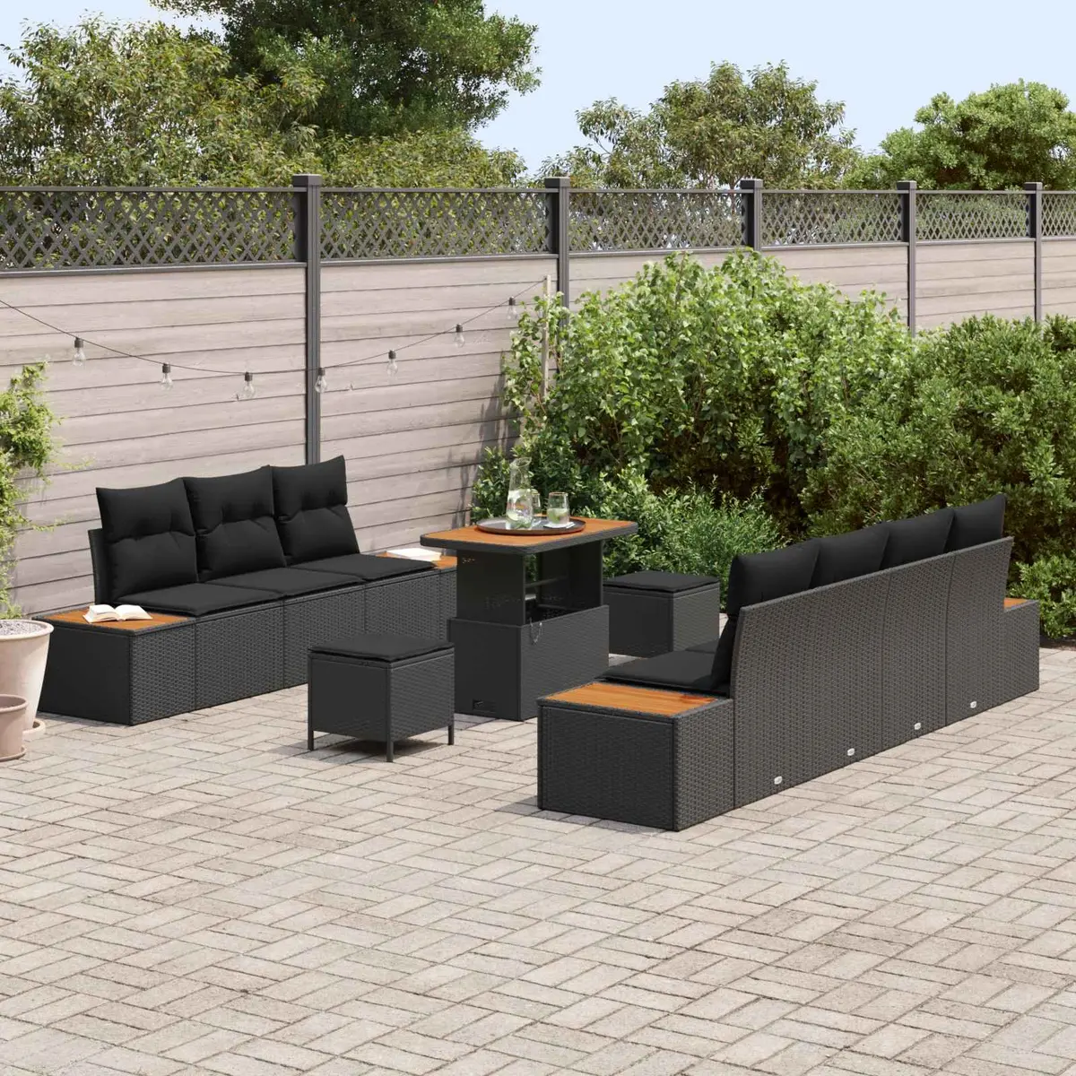 10 Piece Modular Patio Sofa Set with Cushions
