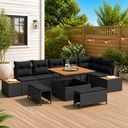 Durable 9 Piece Modular Rattan Sofa Set for Outdoor Living
